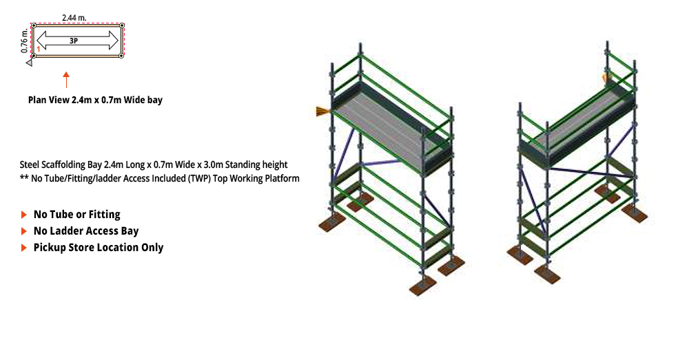 Kwikstage Scaffolding Package - 2.4M X 0.7M X 3.0M – ONE DECK