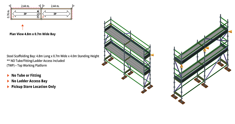 Kwikstage Scaffolding Package - 4.8M X 0.7M X 4.0M – TWO DECK