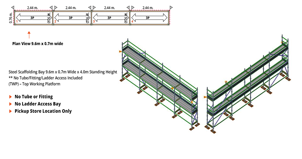 Kwikstage Scaffolding Package - 9.6M X 0.7M X 4.0M – TWO DECK