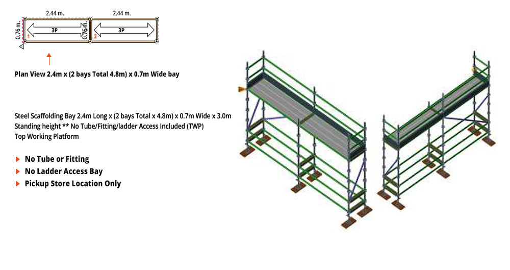 Kwikstage Scaffolding Package -  4.8M X 0.7M X 3.0M – ONE DECK