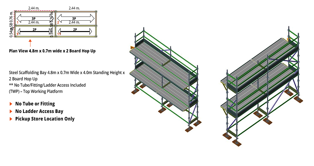 Kwikstage Scaffolding Package - 4.8M X 0.7M X 4.0M WITH HOPS UP TWO DECK