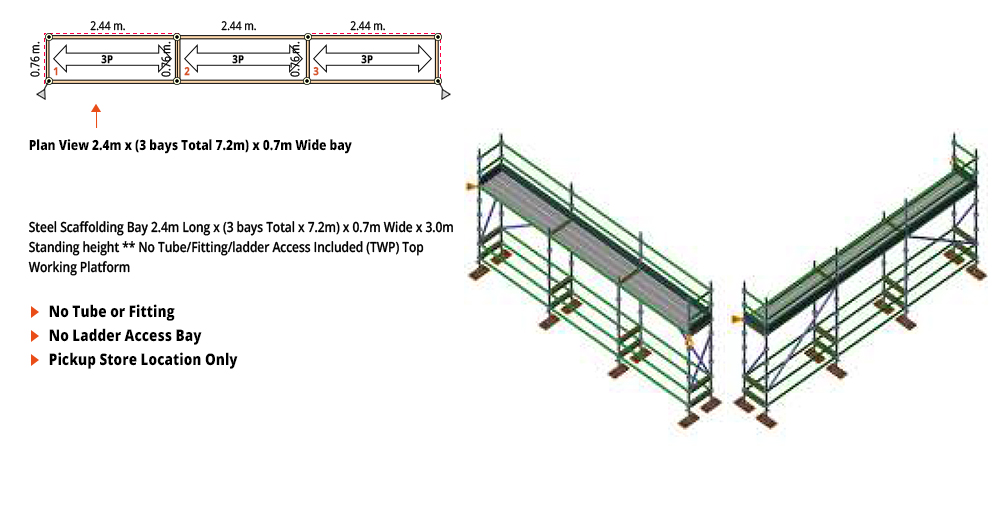 Kwikstage Scaffolding Package -  7.2M X 0.7M X 3.0M – ONE DECK