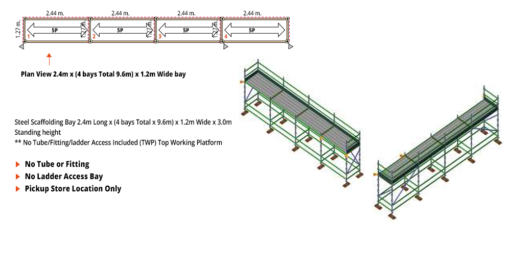 Kwikstage Scaffolding Package - 9.6M X 1.2M X 3.0M – ONE DECK
