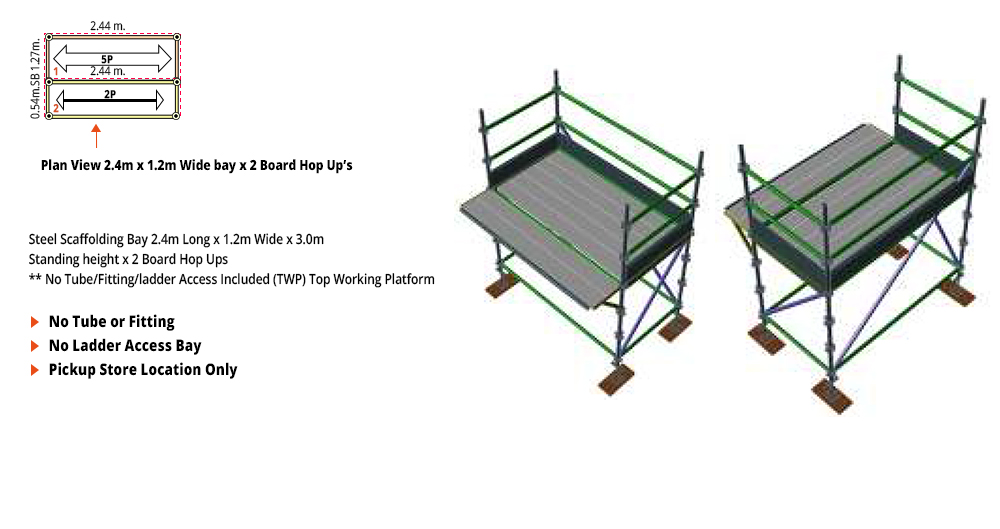 Kwikstage Scaffolding Package - 2.4M X 1.2M X 3.0M WITH HOPS UP ONE DECK
