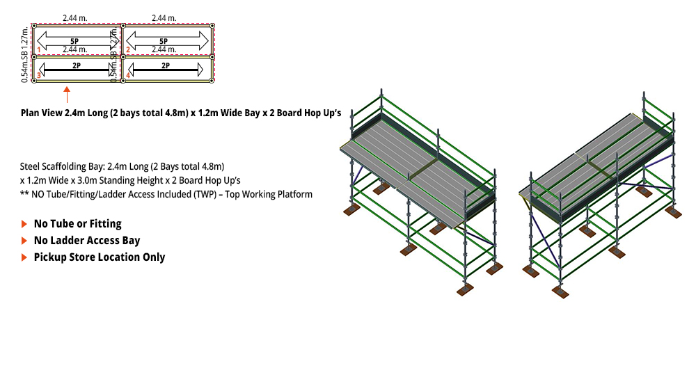 Kwikstage Scaffolding Package - 4.8M X 1.2M X 3.0M WITH HOPS UP ONE DECK