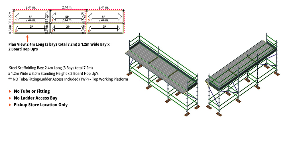 Kwikstage Scaffolding Package - 7.2M X 1.2M X 3.0M WITH HOPS UP ONE DECK