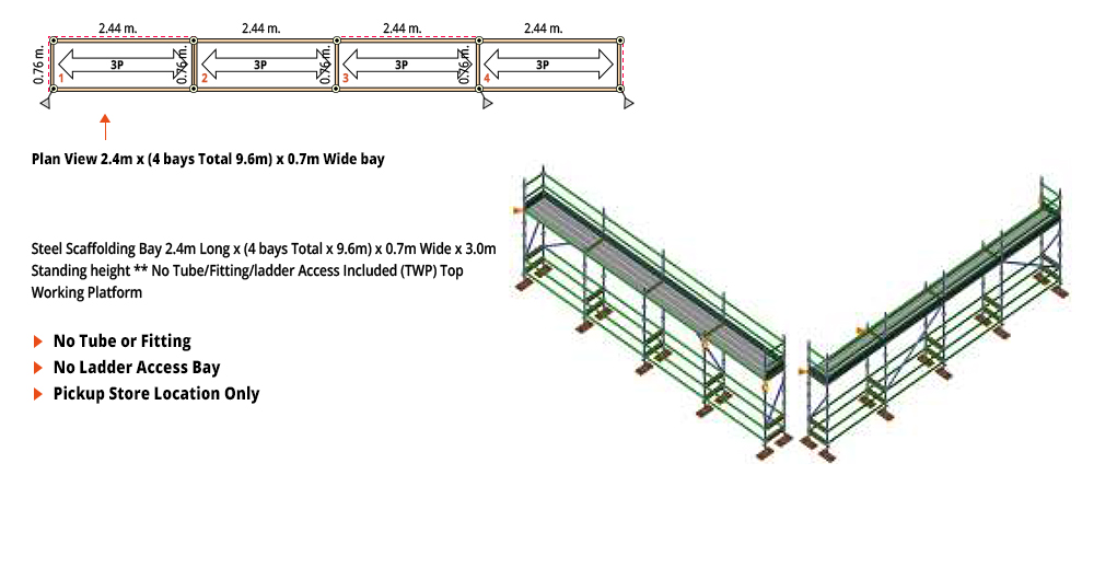 Kwikstage Scaffolding Package -  9.6M X 0.7M X 3.0M – ONE DECK