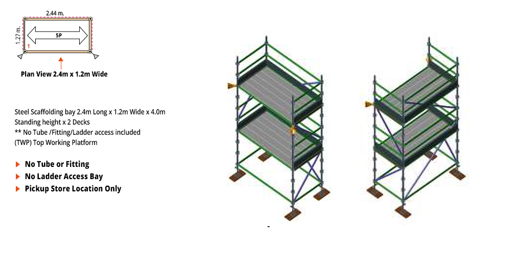 Kwikstage Scaffolding Package - 2.4M X 1.2M X 4.0M – TWO DECK