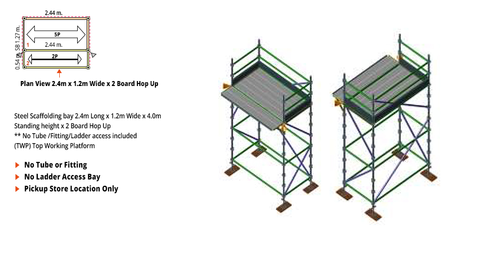 Kwikstage Scaffolding Package - 2.4M X 1.2M X 4.0M WITH HOPS UP ONE DECK