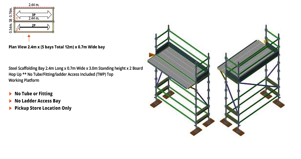 Kwikstage Scaffolding Package - 2.4M X 0.7M X 3.0M WITH HOPS UP ONE DECK