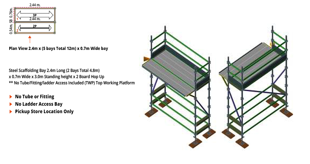 Kwikstage Scaffolding Package - 4.8M X 0.7M X 3.0M WITH HOPS UP ONE DECK
