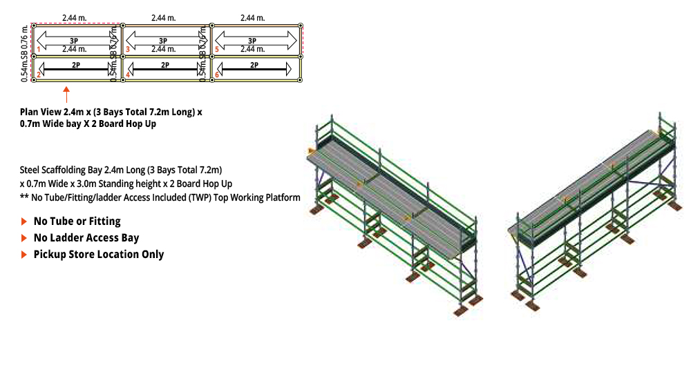 Kwikstage Scaffolding Package - 7.2M X 0.7M X 3.0M WITH HOPS UP ONE DECK